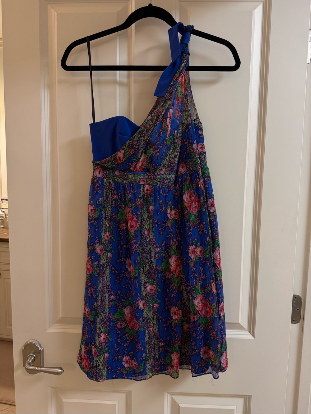 Betsey Women’s One-Shoulder Floral Blue Dress